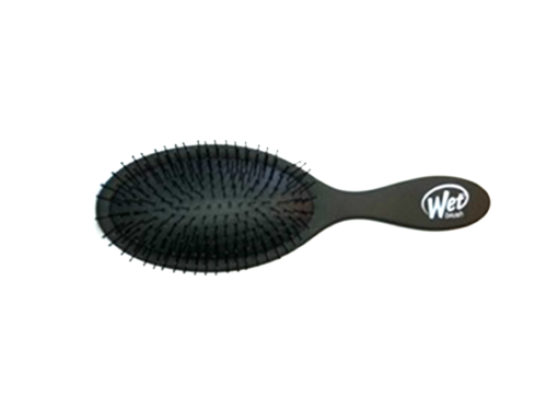wet black hair brush